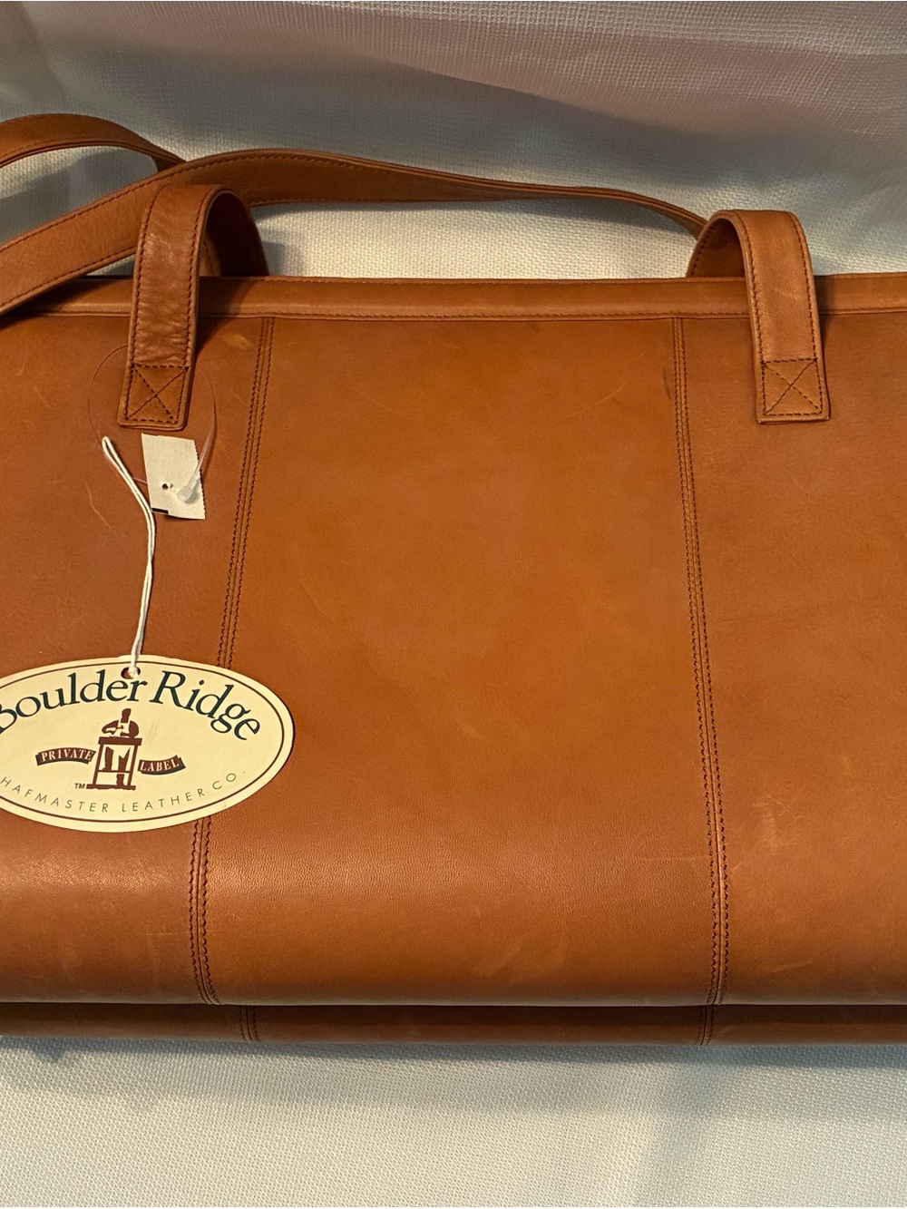 Boulder Ridge Tan Leather Briefcase Tote for Men